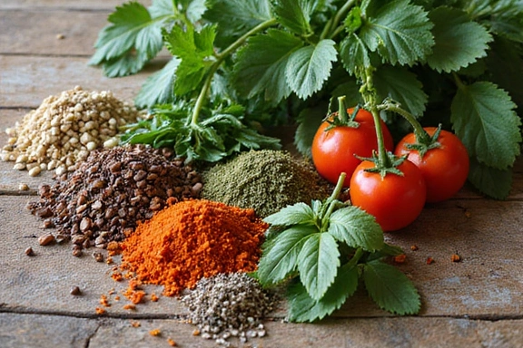 Különböző gyógynövények és fűszerek, amelyek jótékony hatással vannak az egészségre.