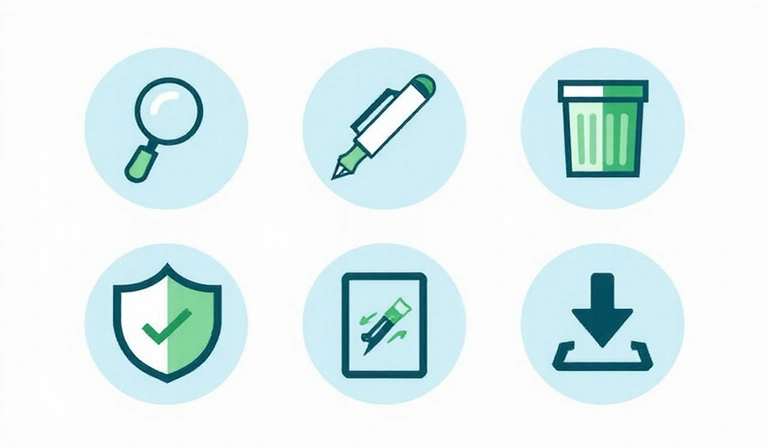 Jogok és adatvédelem ikonok